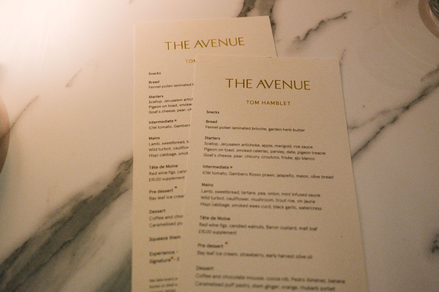 Menu The Avenue Lainston House 1