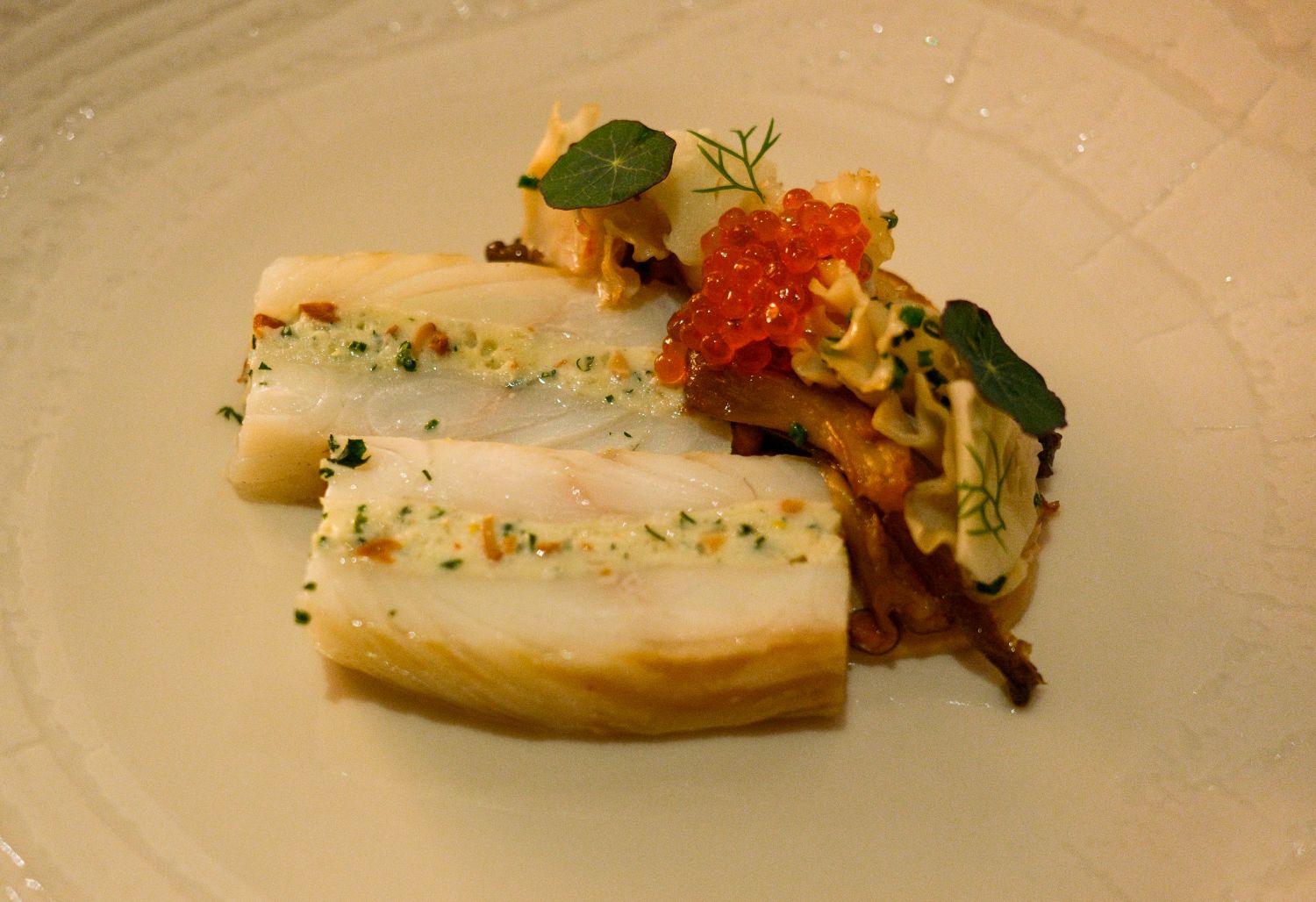 Wild turbot, chanterelles, cauliflower, girolles, vin jaune, The Avenue, Lainston House