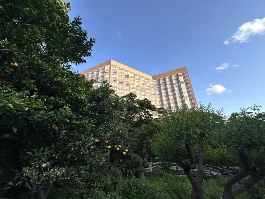 Hotel Chinzanso from the garden in the late afternoon