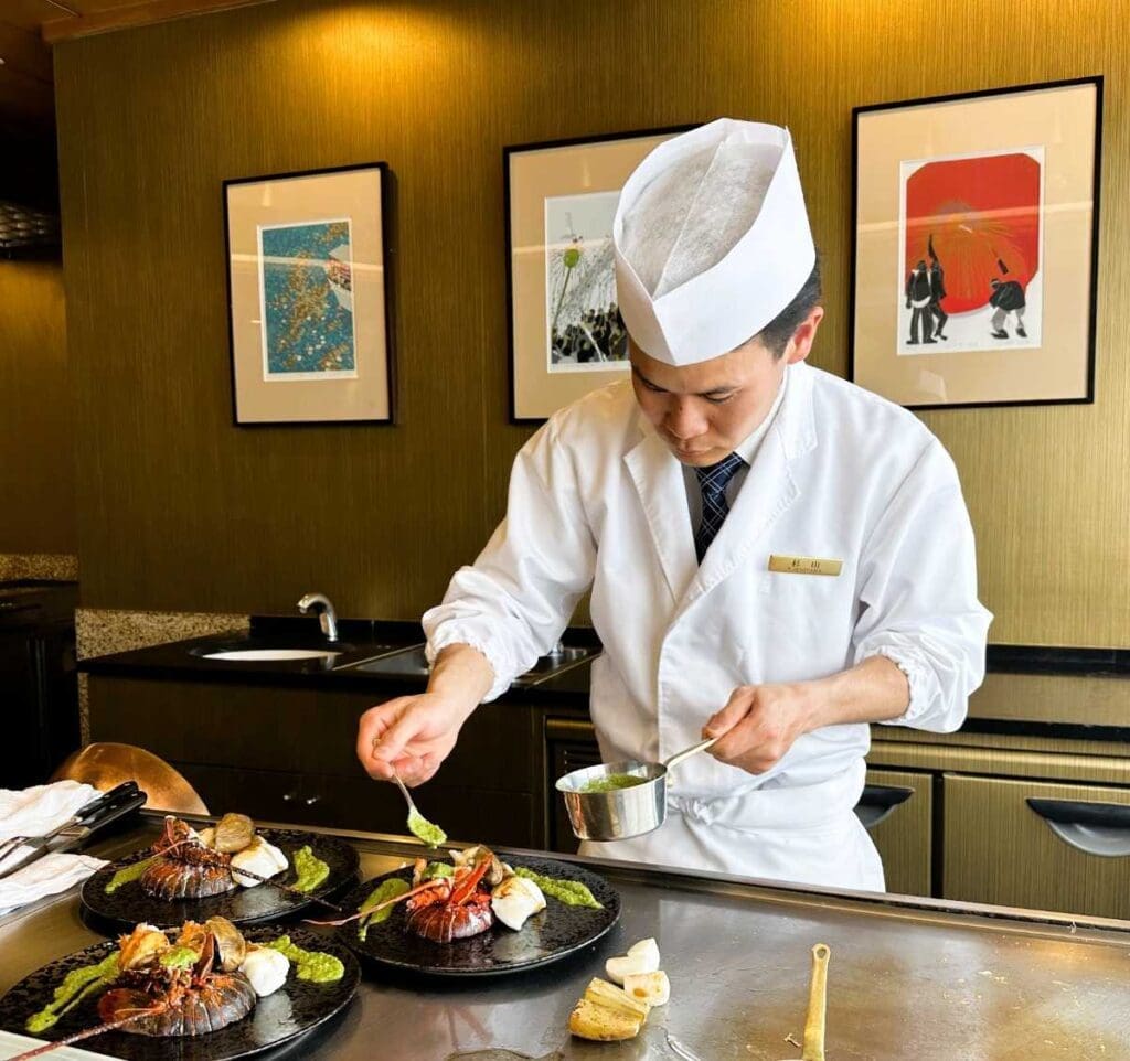 Hotel Chinzanso Tokyo teppanyaki meal at Miyuki restaurant