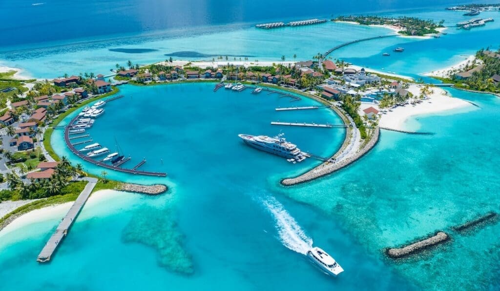 Aerial view of Crossroads Maldives