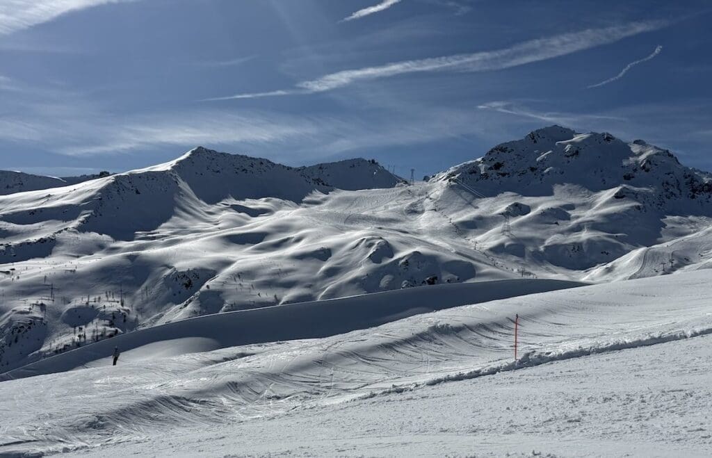 View of Parsenn mountains on a short ski break in Davos Klosters
