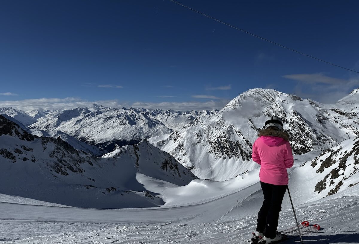 Mountain view on a short ski break to the Stubai Glacier