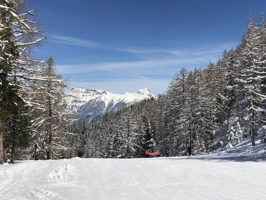 Snowy piste in Vallorcine in the Chamonix Valley