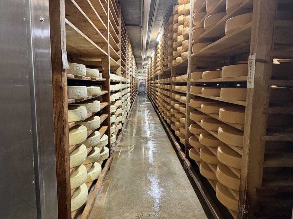 Alpes Vaudoises cheese racks at Maison de l'Etivaz