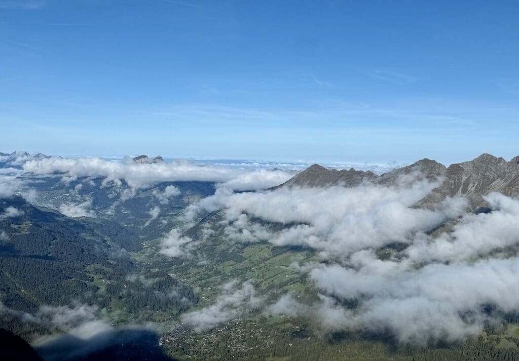 View down from the top of the cable car